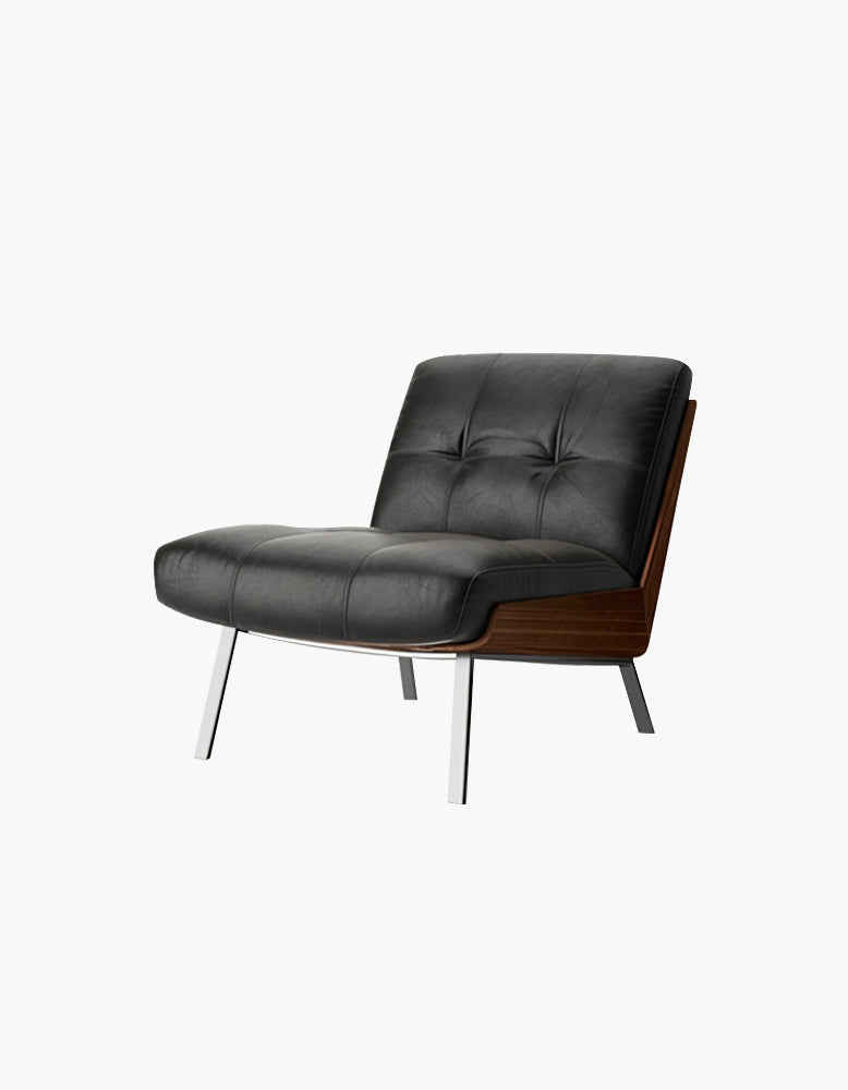 Leather Vasilev lounge chair by DC Concept, modern armchair with a sleek design and no armrests, ideal for contemporary living spaces.