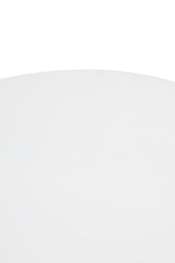 Whitewashed mango wood round coffee table with cut-out pedestal base by Orsina, featuring a smooth surface and modern design.