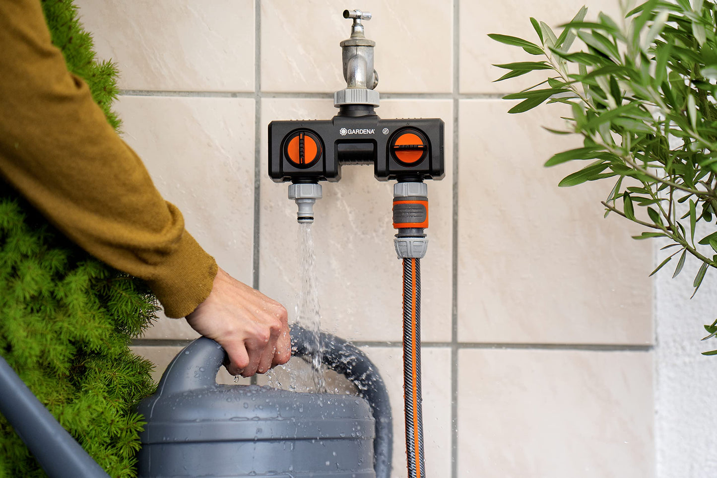 Gardena (38193 Two-Way Garden Hose Splitter with Flow Control Valves and Quick Connect Fittings. Connect 2 waterHoses to 1 Tap with Easy Connector