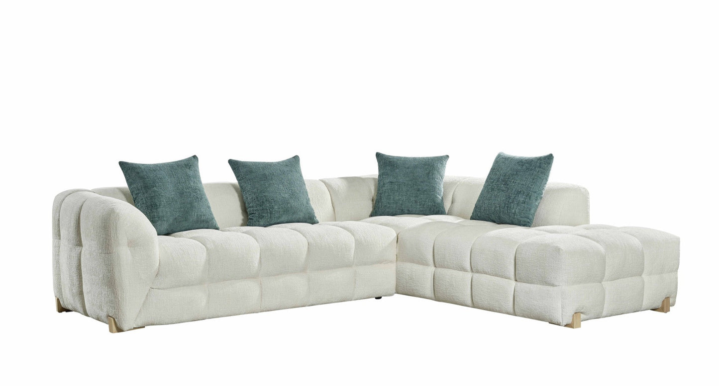 Genoa Beige Right Hand L-Shaped Corner Sofa | Modern Fabric Corner Sofa