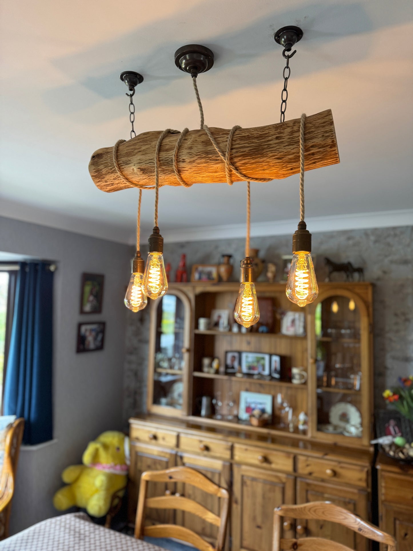 Rustic Oak Wrap Around Chandelier by MooBoo Home featuring warm wood tones and elegant design for ambient lighting.
