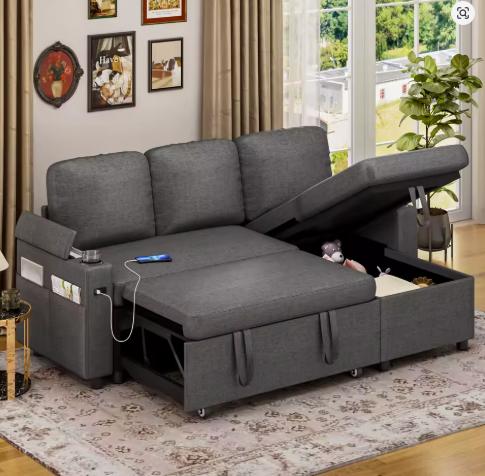 Sofa Bed, L-Shaped Sleeper Sectional Couch