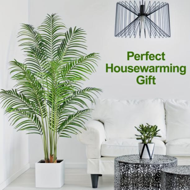Large lifelike palm tree from DEPOT, ideal for indoor and outdoor tropical home and garden decor, featuring realistic green foliage.