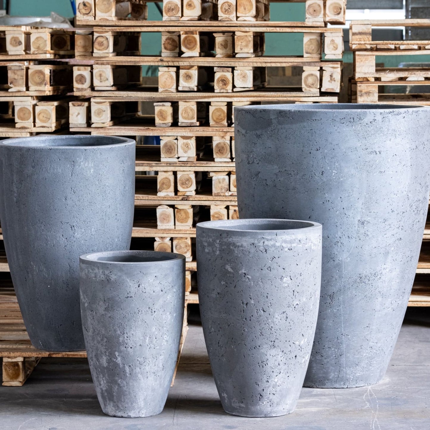 Large Vessara Onyx Dusk concrete vase planter by Jōbū Home, 55cm tall indoor outdoor pot for plants and decorative displays.