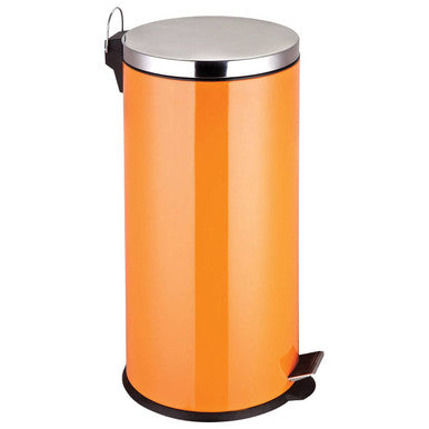 Orsina Miller orange 30-litre pedal bin with a foot pedal and lid, made of durable plastic, suitable for waste disposal