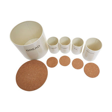 Easton 5 Piece Cream Kitchen Storage Set | Bread Bin, Biscuit Tin & Tea, Coffee & Sugar Canisters