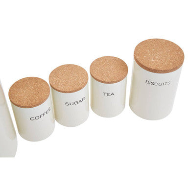 Easton 5 Piece Cream Kitchen Storage Set | Bread Bin, Biscuit Tin & Tea, Coffee & Sugar Canisters