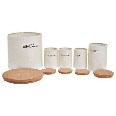 Easton 5 Piece Cream Kitchen Storage Set | Bread Bin, Biscuit Tin & Tea, Coffee & Sugar Canisters