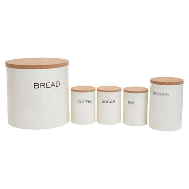 Easton 5 Piece Cream Kitchen Storage Set | Bread Bin, Biscuit Tin & Tea, Coffee & Sugar Canisters