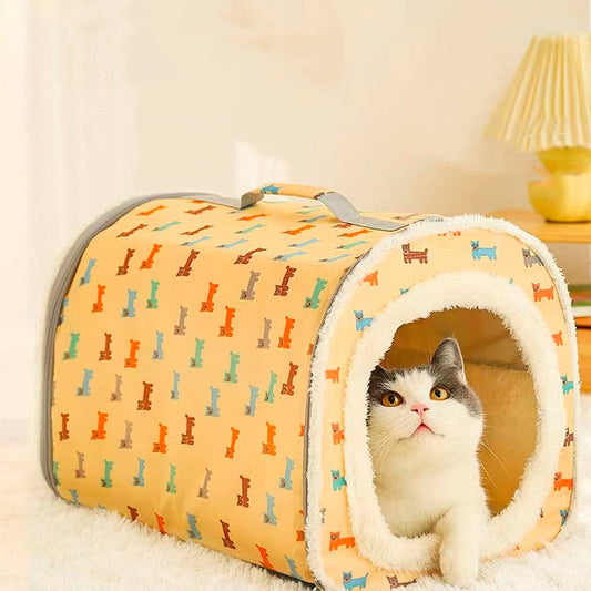 Closed, washable Michan Direct anti-collapse cat nest, warm and cozy with removable lining for easy cleaning.
