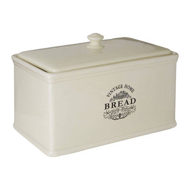 Vintage Orsina cream ceramic bread bin with a classic design, featuring a lid and handle for kitchen storage.