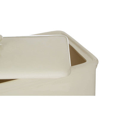 Orsina Vintage Home Cream Ceramic Bread Bin with lid, showcasing a classic design for kitchen storage.