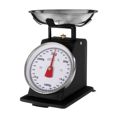 Olivier 3kg Matt Black Retro Kitchen Scale | Analogue Mechanical Baking Scale