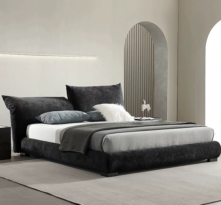 DC Concept Zuri King and Super King Size Bed in soft corduroy fabric, showcasing the bed's plush headboard and elegant design.