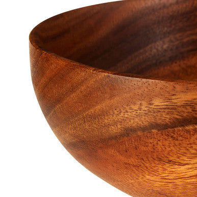 Orsina Kora Acacia fruit and salad bowl with natural wood finish, perfect for serving fruits, salads, or bananas in a stylish setting.