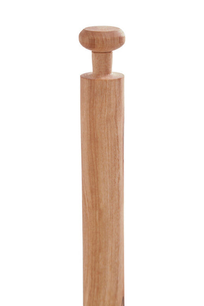 Orsina Kora olive wood kitchen roll holder with a sleek, natural finish, designed to hold and dispense kitchen paper rolls.