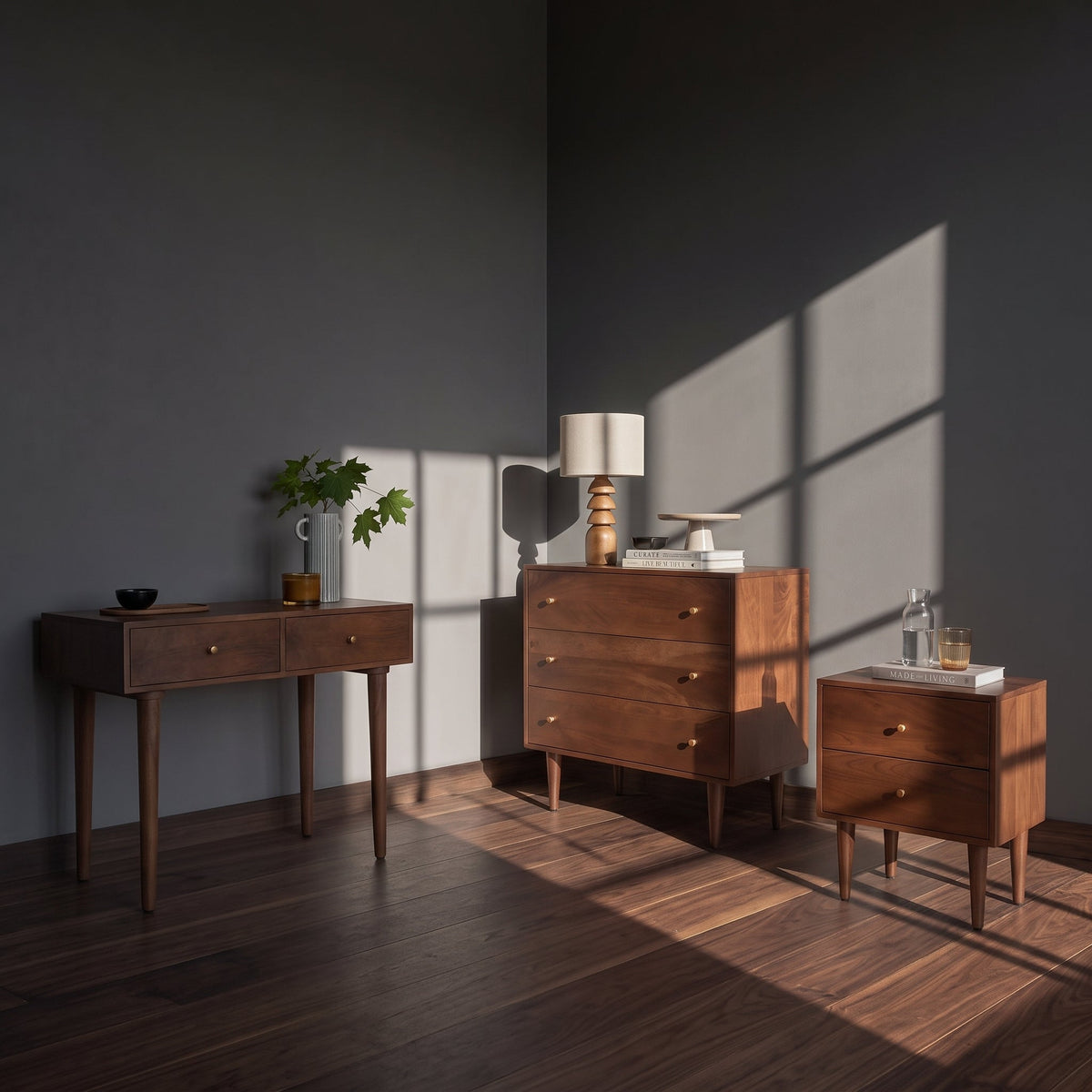 Scandinavian Walnut Oslo Console, Dressing Table, and Desk