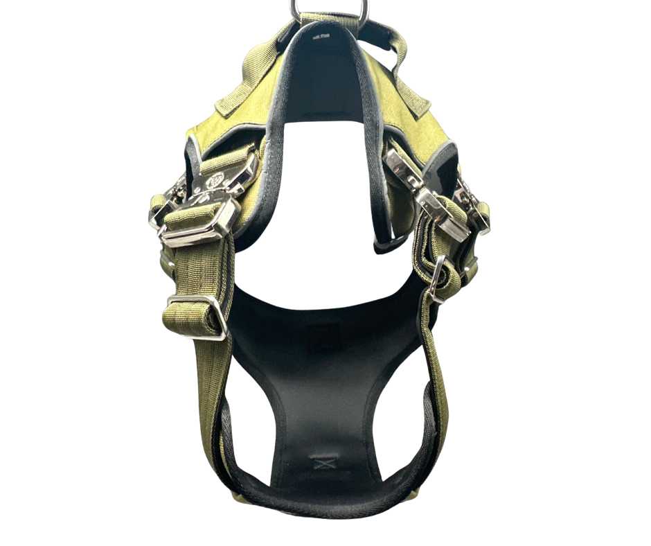 Dog collar from BTactical's No Pull Ultimate BTactical™ Harness in khaki green, featuring a durable, adjustable design for comfort and control.