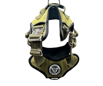 BTactical No Pull Ultimate BTactical™ dog harness in khaki green with adjustable straps and padded chest for comfortable control.
