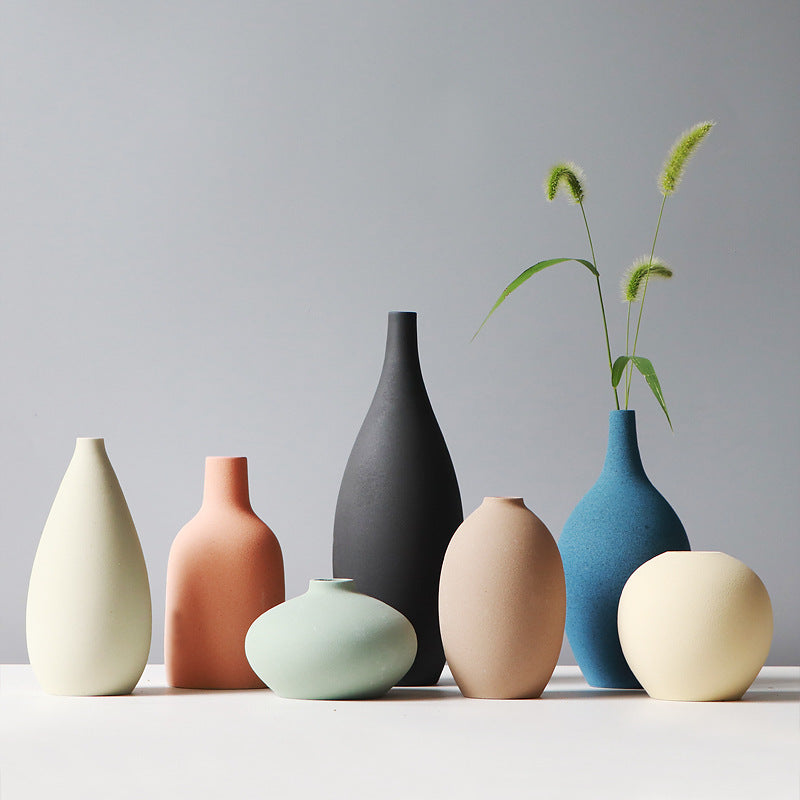 Small Morandi-style ceramic vase by Michan Direct, perfect for living room or bedroom decor with desktop flowers.