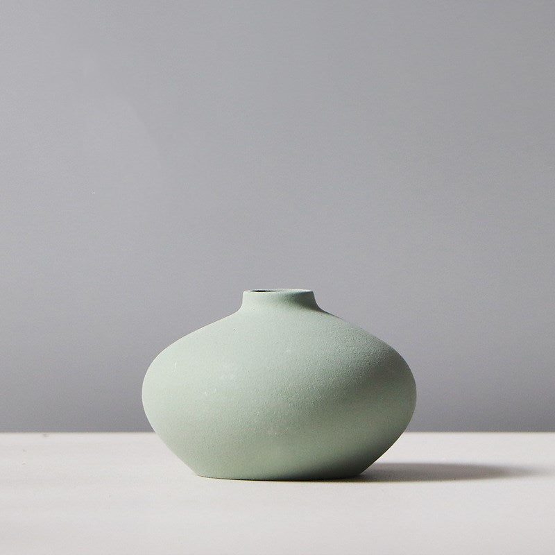 Small Morandi-style ceramic decorative vase by Michan Direct, ideal for living room or bedroom desktop flower arrangements.