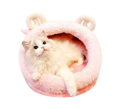 Enclosed Cat Bed for Cats & Small Dogs
