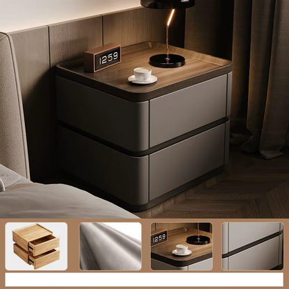 Minimalist premium bedside cabinet from Klassyx with sleek wood finish and clean lines, perfect for modern bedroom furniture.