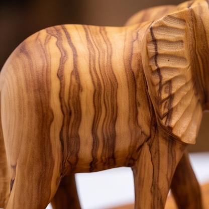 Hand Crafted Olive Wood Elephant Figurine Ornament