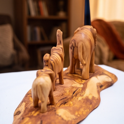 Hand Crafted Olive Wood Elephant Figurine Ornament