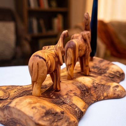 Hand Crafted Olive Wood Elephant Figurine Ornament