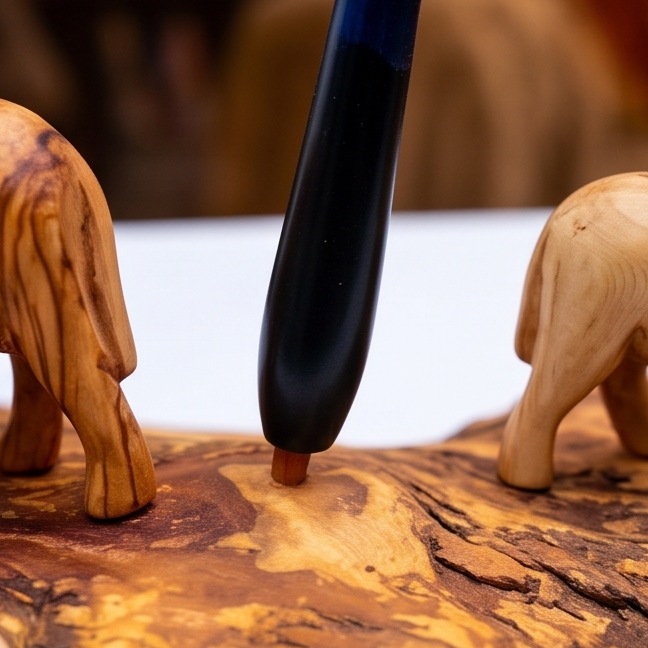 Hand Crafted Olive Wood Elephant Figurine Ornament