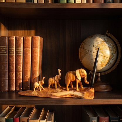Hand Crafted Olive Wood Elephant Figurine Ornament