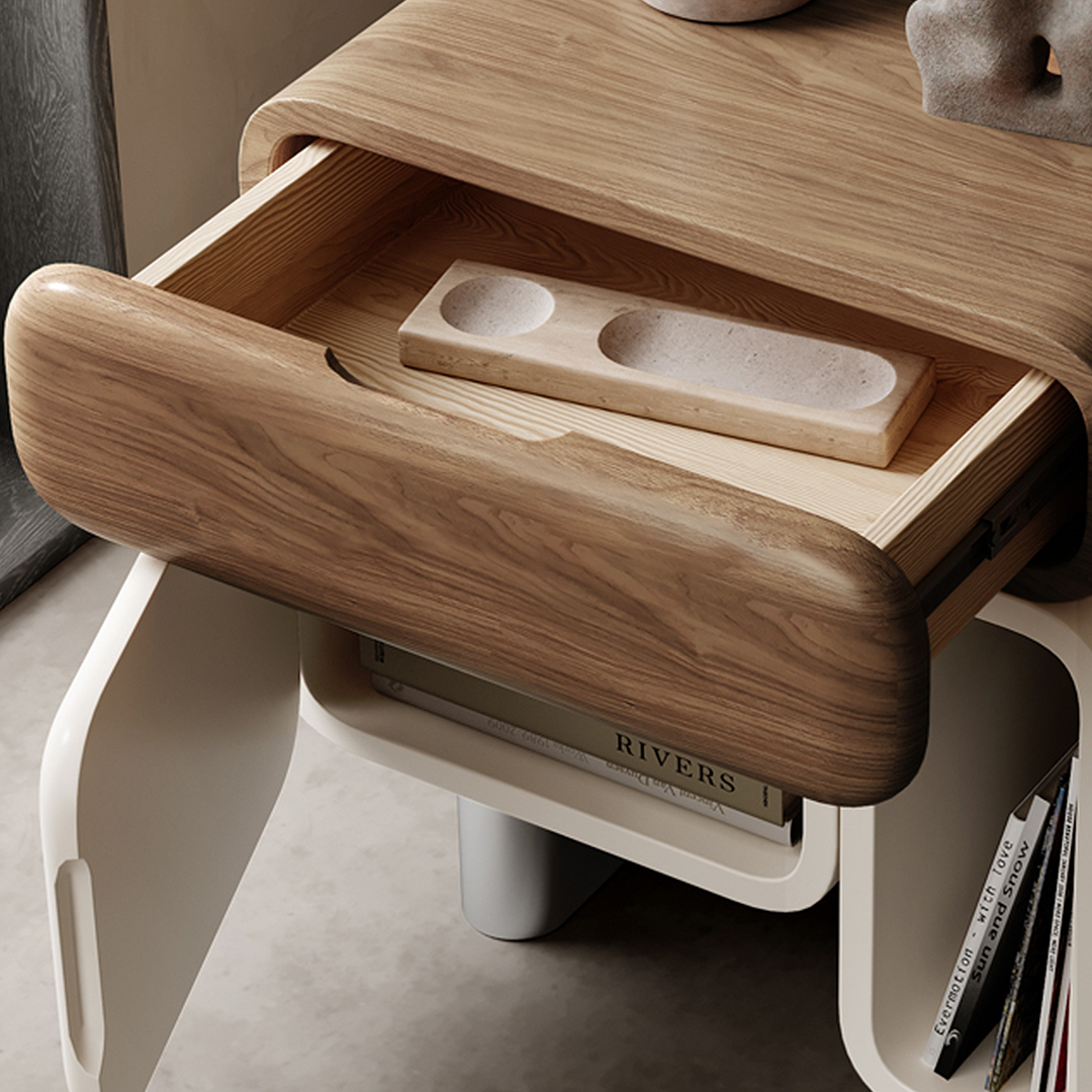 Violeta Modern Bedside Table by DC Concept with sleek solid wood finish, suitable for contemporary bedroom spaces.