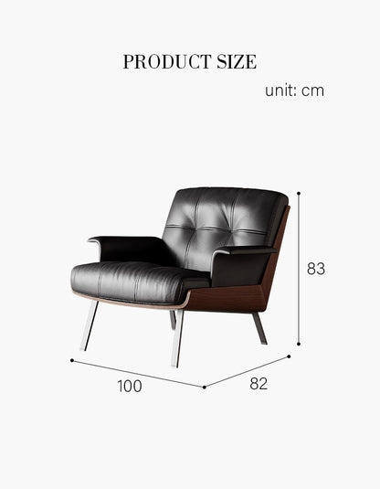 DC Concept Vasilev leather lounge armchair, stylish armchair with a sleek design and plush upholstery, shown without armrests.