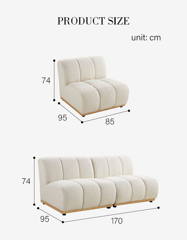 Yilmaz Modular Sofa, Armless Sofa, White Boucle