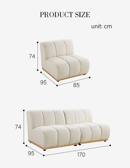 Yilmaz Modular Sofa, Armless Sofa, White Boucle