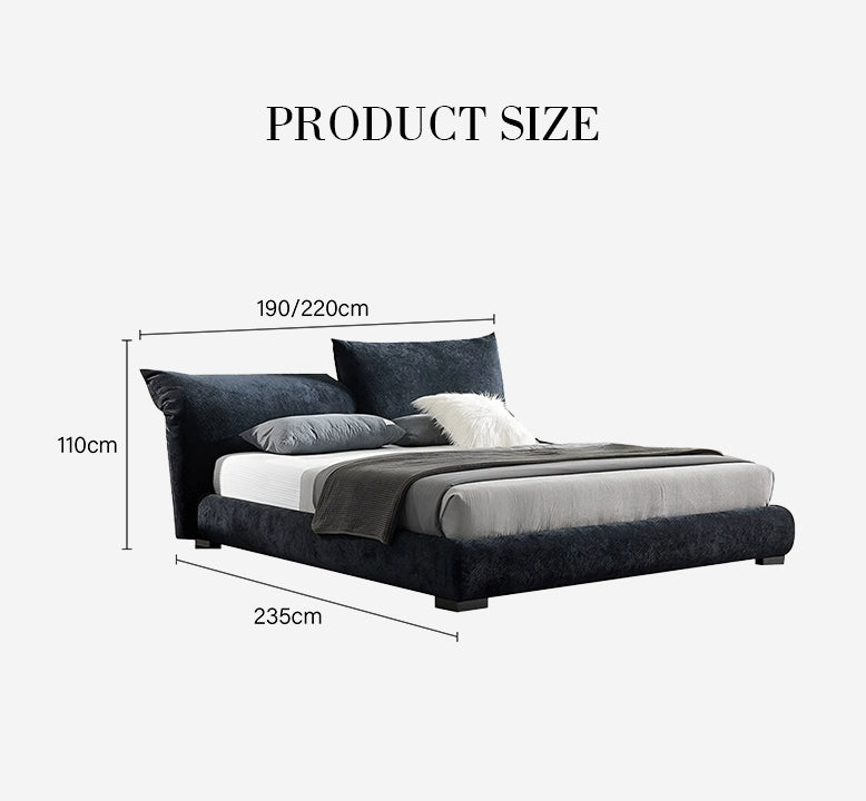 DC Concept Zuri king and super king size bed with soft corduroy upholstery, featuring a modern design and plush bedding.
