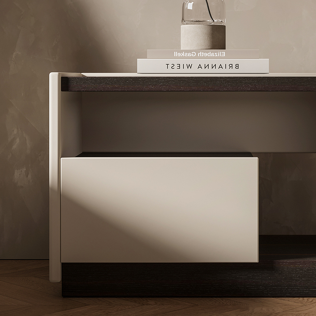 Vintage-inspired Zoe bedside table by DC Concept with elegant antique finish, featuring a compact design for bedroom decor.