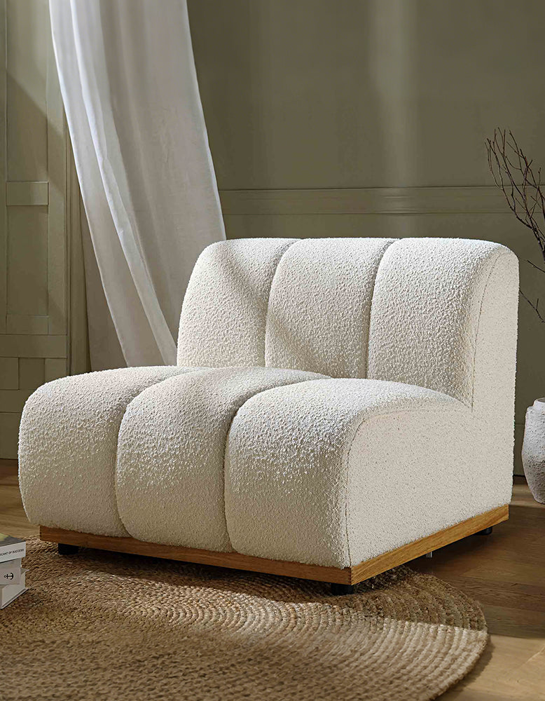Yilmaz Modular Sofa, Armless Sofa, White Boucle