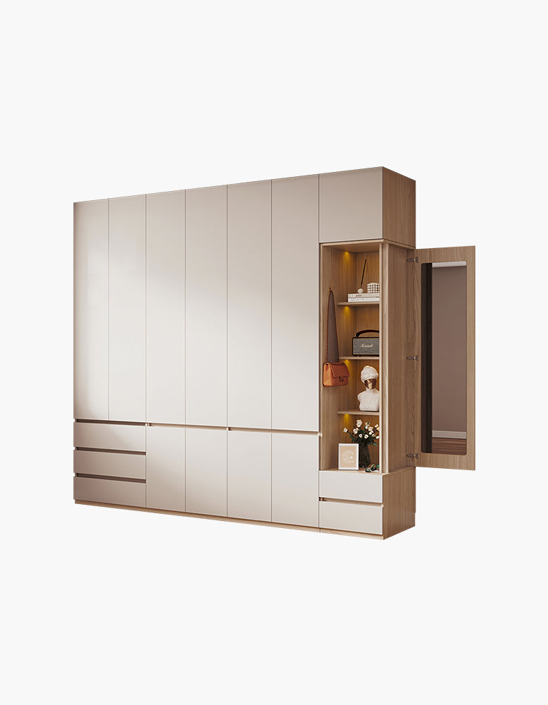 DC Concept Tiwari Small Wardrobe with Dressing Table, 2 Double Wardrobe in a compact, modern bedroom setup