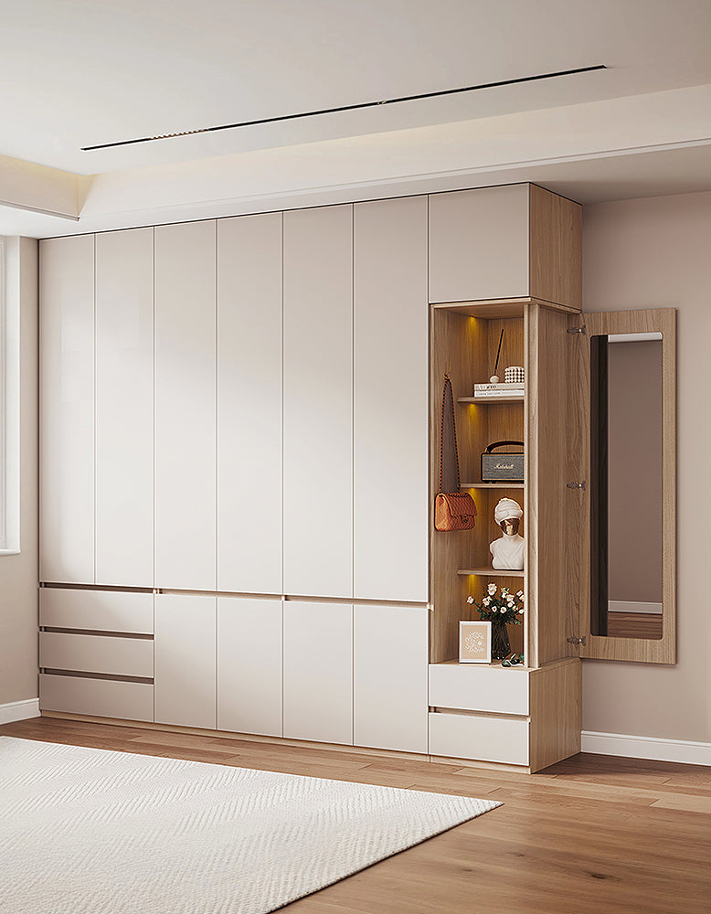 DC Concept Tiwari Small Wardrobe with double doors and dressing table, featuring a compact, modern design for bedroom storage.