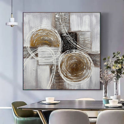 Abstract landscape oil painting by Michan Direct featuring thick brown and black oil textures, ideal for living room wall decor.