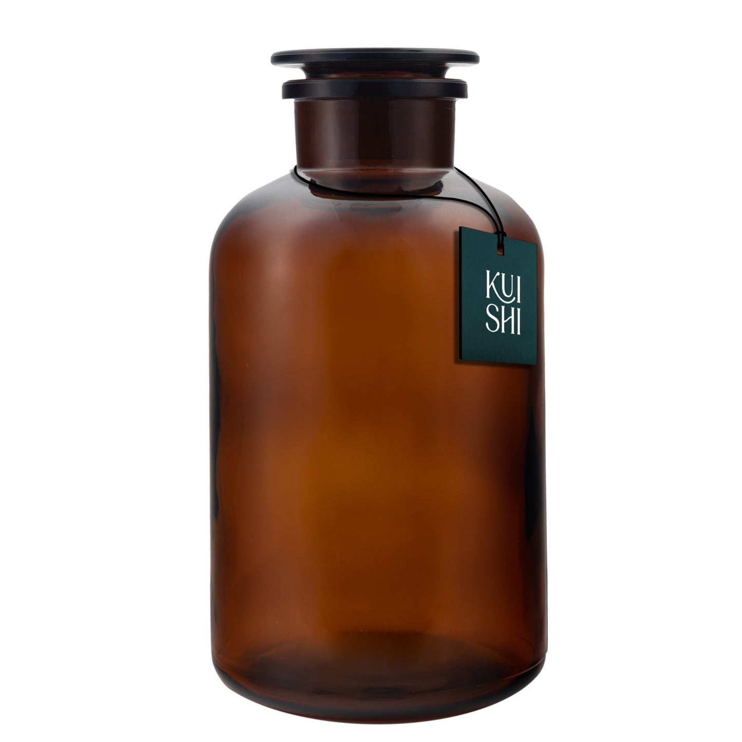 Two 2-litre amber glass apothecary jars for bathroom decor, featuring vintage-style lids and clear, durable glass from Kuishi.