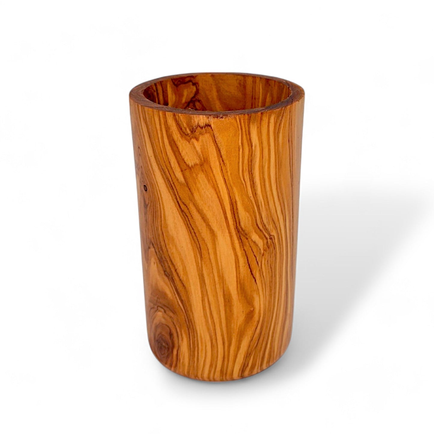 Handcrafted Olive Wood Utensil Holder | Wooden Spoon & Spatula Crock