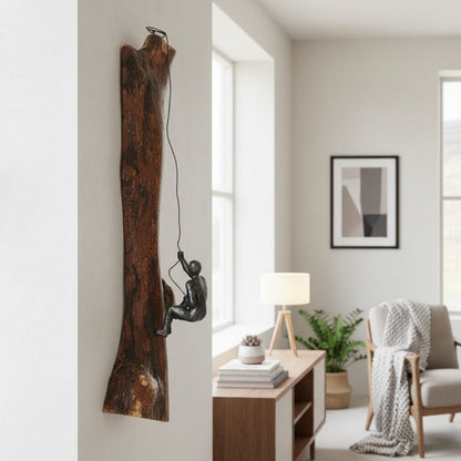 3D Cast Iron Climbing Man Wall Sculpture | Modern Rock Climber Wall Art