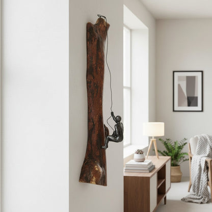 3D Cast Iron Climbing Man Wall Sculpture | Modern Rock Climber Wall Art