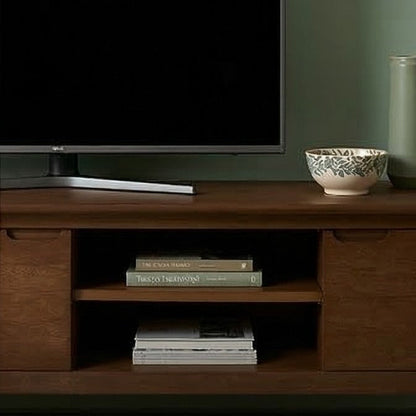Dark walnut Fishe and Lilly TV stand and media unit with sleek design and ample storage space.