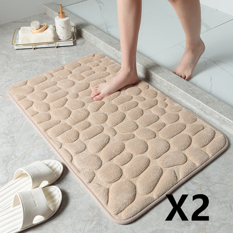 Pebble Stone Bathroom Mat | Soft Memory Foam Anti-Slip Bath Mat