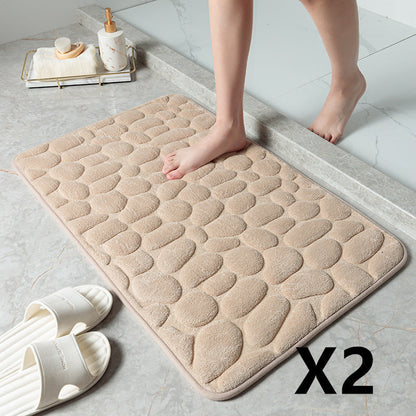 Pebble Stone Bathroom Mat | Soft Memory Foam Anti-Slip Bath Mat