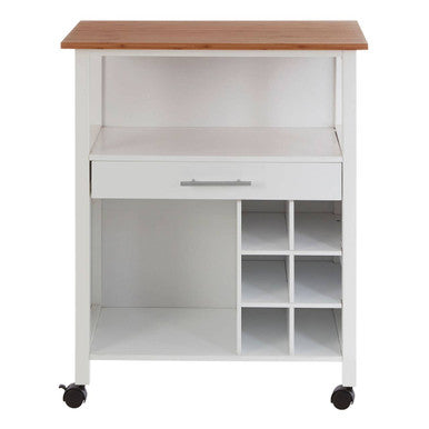 Harlow Bamboo Kitchen Trolley | Rolling Kitchen Island with Drawer & Shelves